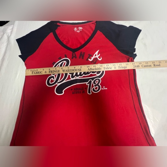 ATLANTA BRAVES KIDS T-SHIRT RONALD ACUNA JR RED PLAYER NAME & NUMBER SHIRT XL - Picture 4 of 8